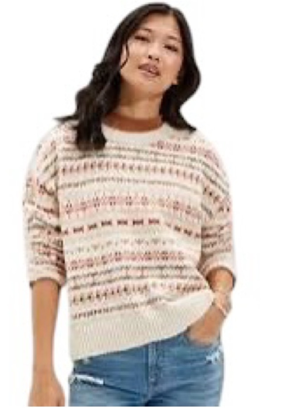 American Eagle Fair Isle Snowdrift Crewneck Cardigan Sweater Size S - Picture 2 of 11
